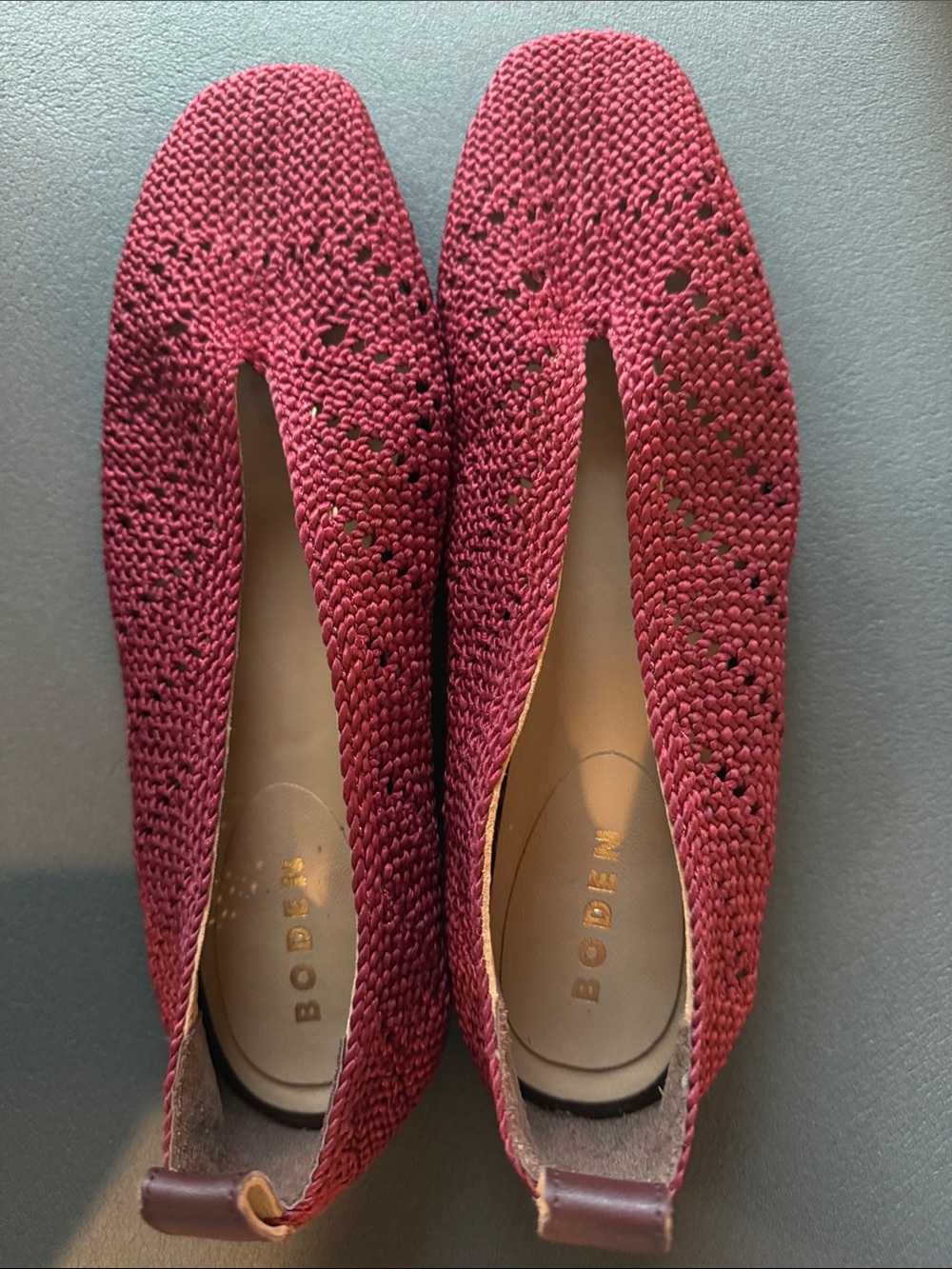 Boden Berry Red Knit Slip-On Flats